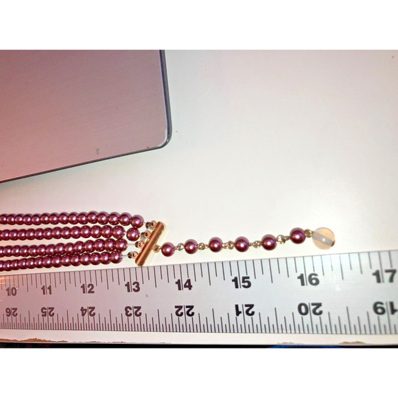 Mauve Faux Pearl 4 Strand 16.5" Necklaces! - Picture 7 of 8